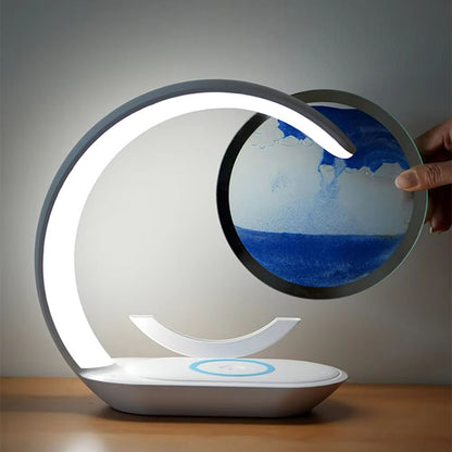 Quicksand Table Lamp With Wireless Charging  3D Sand Art Night Light  Desk Lamp For Home Or Office  1