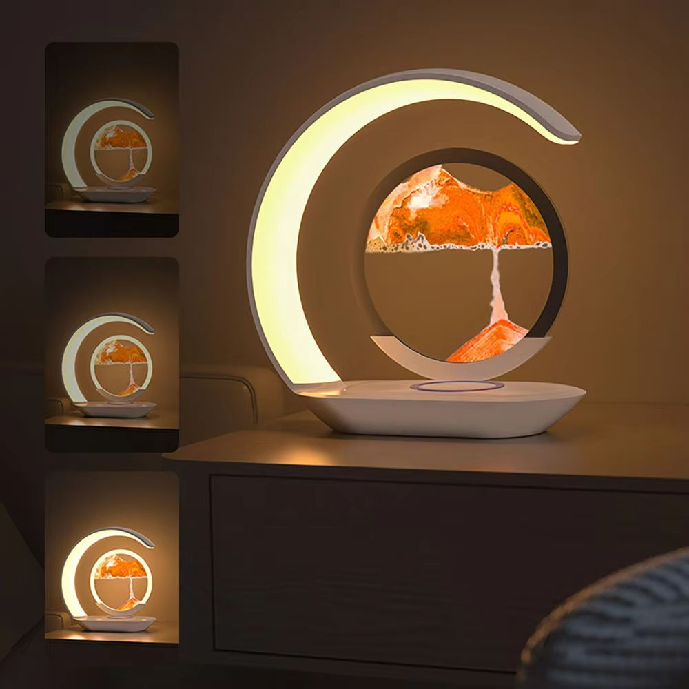 Quicksand Table Lamp With Wireless Charging  3D Sand Art Night Light  Desk Lamp For Home Or Office  2