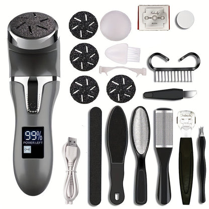 Professional 2Speed Electric Foot Grinder With Chip Vacuum Cleaner  LED Foot File 10Piece Pedicure  6