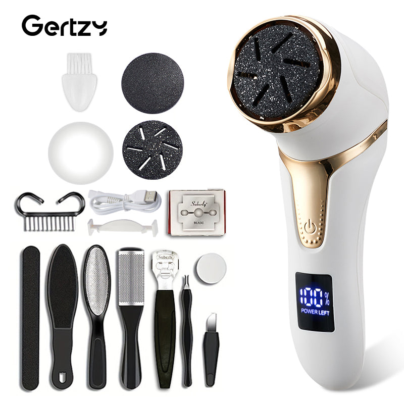 Professional 2Speed Electric Foot Grinder With Chip Vacuum Cleaner  LED Foot File 10Piece Pedicure  10