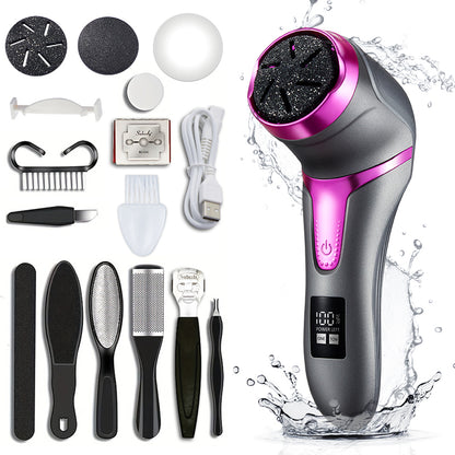Professional 2Speed Electric Foot Grinder With Chip Vacuum Cleaner  LED Foot File 10Piece Pedicure  11