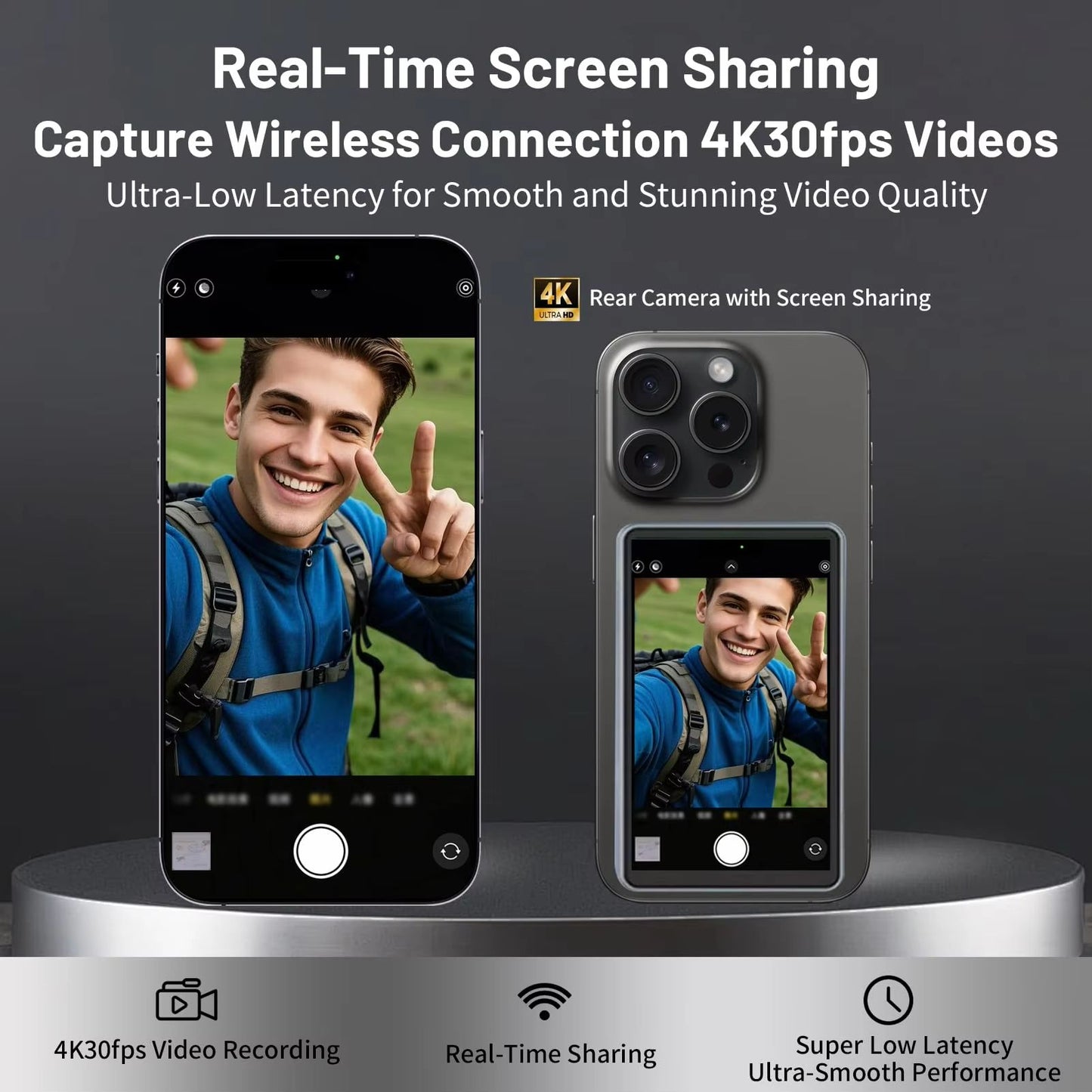 Magnetic Phone Selfie Monitor  Rear Camera Screen For IPhone  Android Vlogging Live Streaming And P 3
