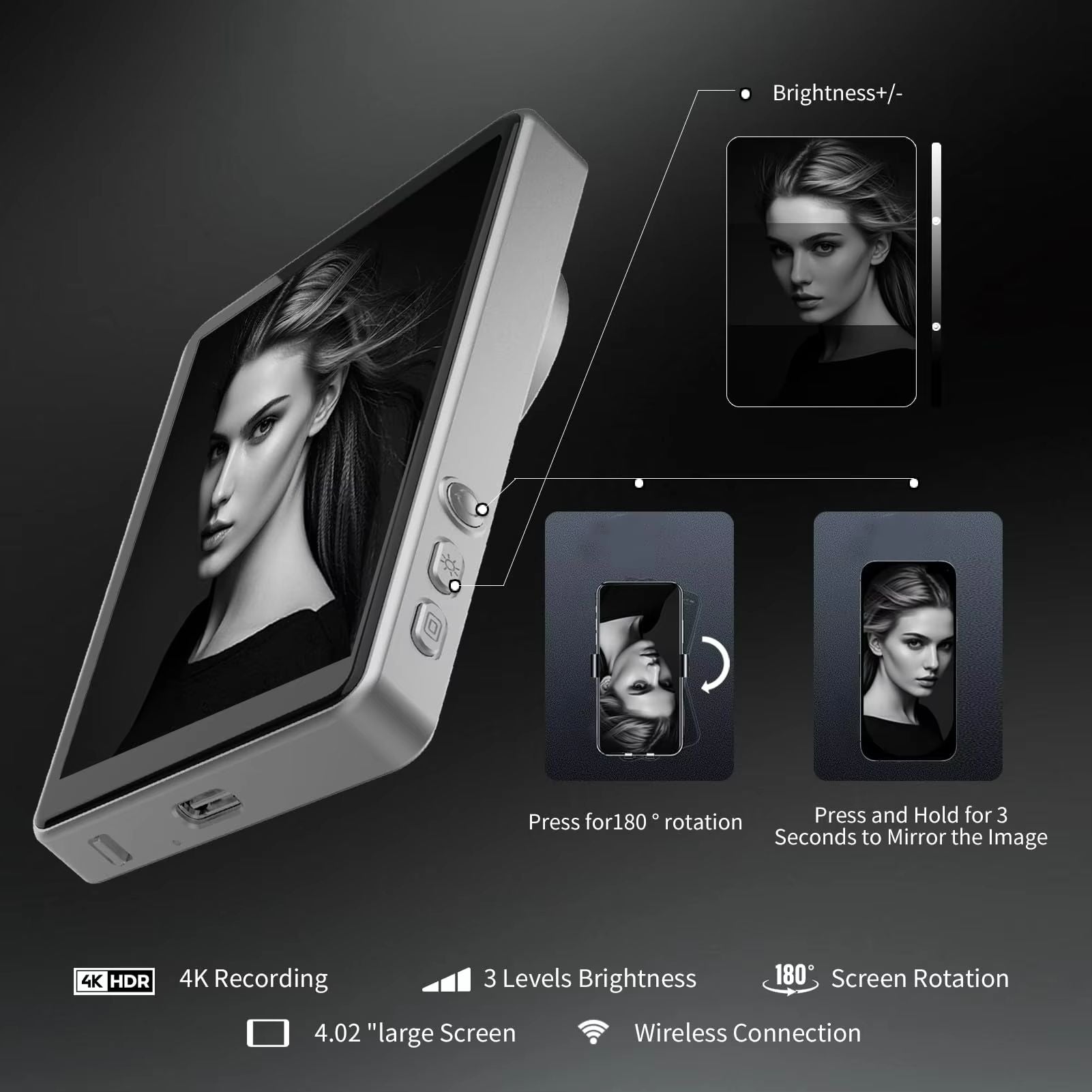 Magnetic Phone Selfie Monitor  Rear Camera Screen For IPhone  Android Vlogging Live Streaming And P 5