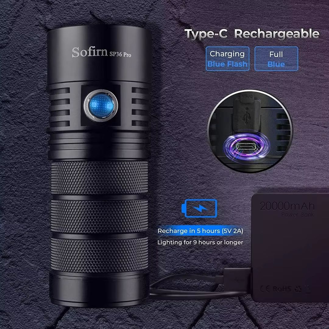 Sofirn SP36 Pro Powerful LED Flashlight  8000 Lumens USBC Rechargeable Torch With 4xSST40 LEDs 2