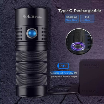 Sofirn SP36 Pro Powerful LED Flashlight  8000 Lumens USBC Rechargeable Torch With 4xSST40 LEDs 2