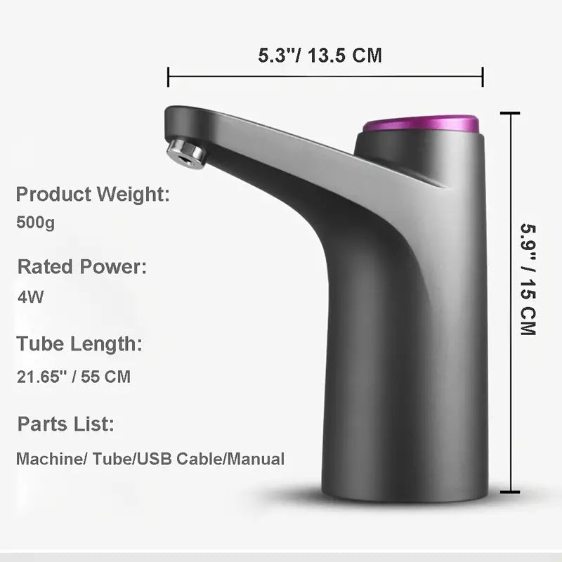 Portable 5-Gallon Water Dispenser with USB Charging, Automatic Electric Pump for Home, Office, Outdoor Use