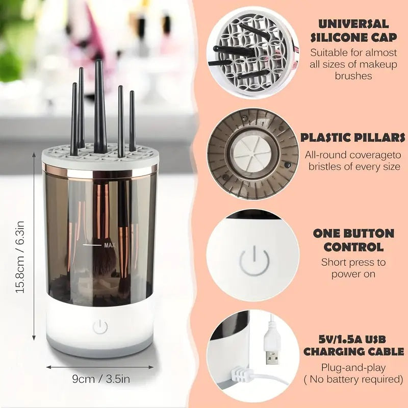 USB Plug Portable Electric Makeup Brush Cleaner, Quick Rubber Machine for Fast, Deep Cleaning