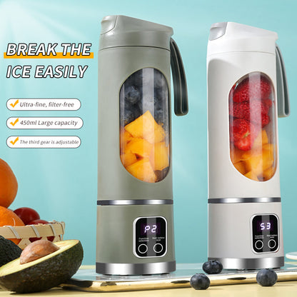 LED Display Mixer, 450ml USB Rechargeable Portable Milkshake & Smoothie Maker with 12-Piece Juicer Set