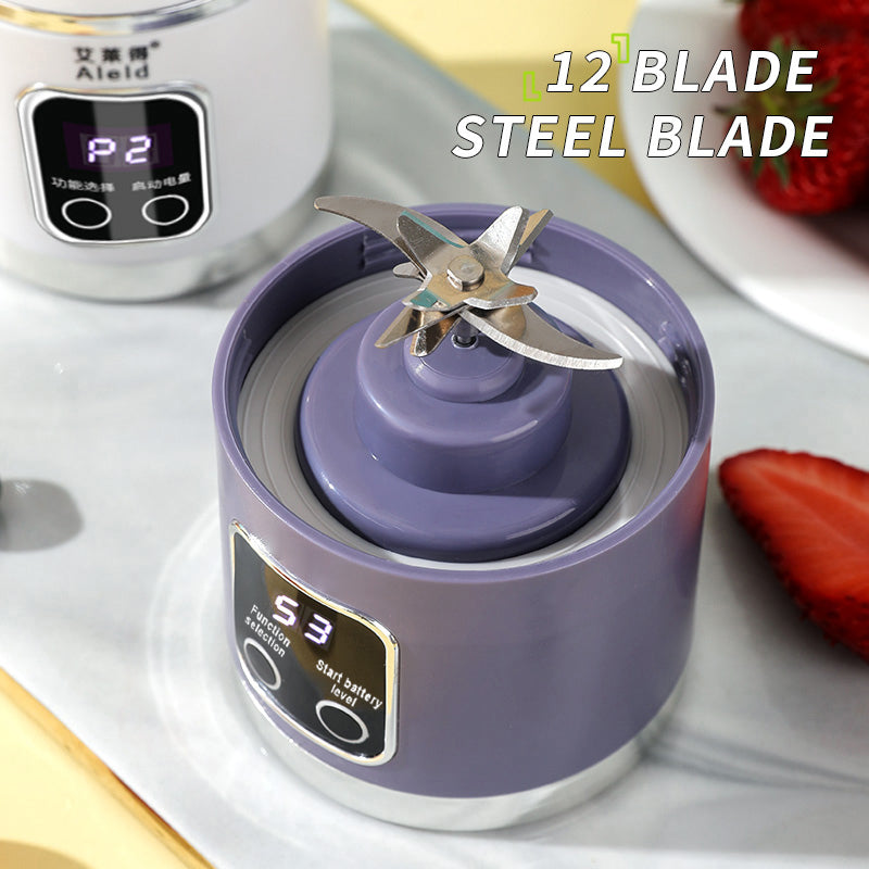 LED Display Mixer, 450ml USB Rechargeable Portable Milkshake & Smoothie Maker with 12-Piece Juicer Set