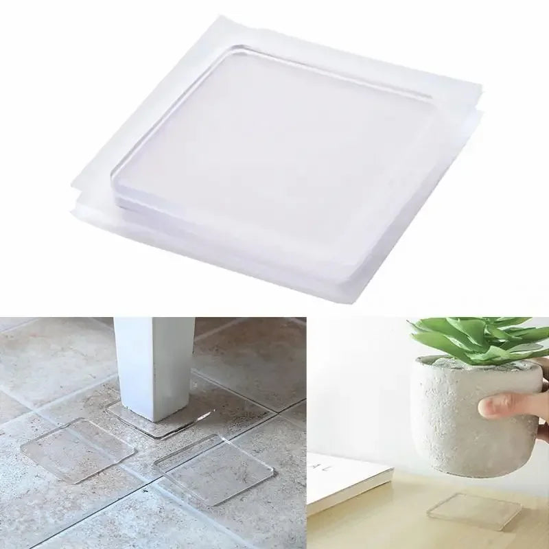 4pcs Anti Vibration Non-Slip Mat Silicone Pad, Multifunctional Transparent Pads for Washing Machine, Home, Bathroom Use
