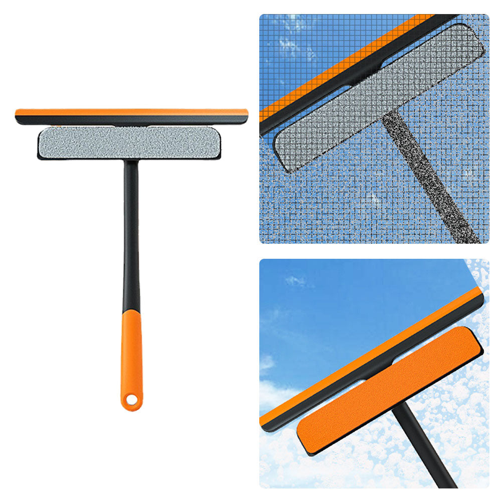 3-in-1 Shower Squeegee, Glass Cleaner Scraper, Wall Hanging Mirror Wiper with Handle for Window, Floor, and Household