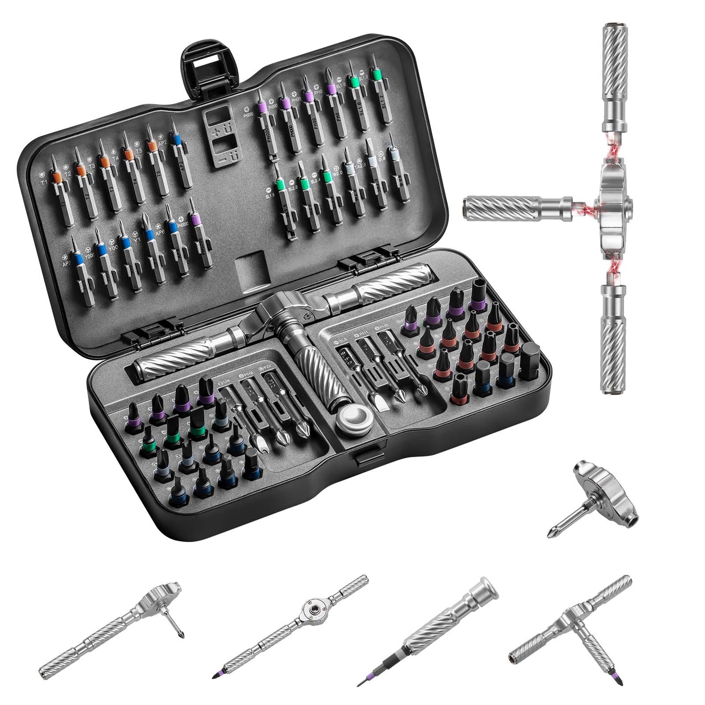 66 in1 Multifunction Ratchet Screwdriver Set, Multi Magnetic Bits, Mini Repair Tool Kit Household, Tool for PC Desk