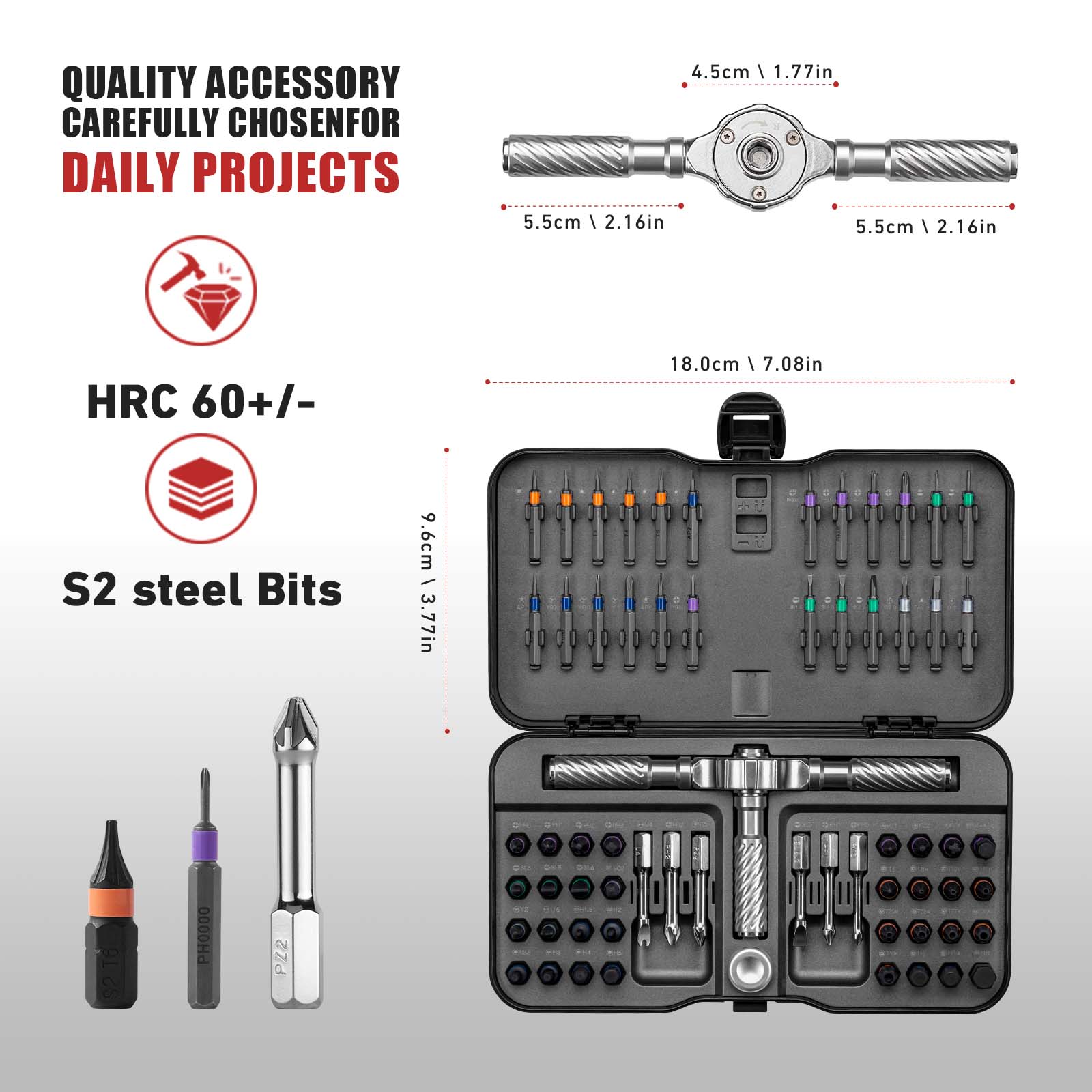 66 in1 Multifunction Ratchet Screwdriver Set, Multi Magnetic Bits, Mini Repair Tool Kit Household, Tool for PC Desk