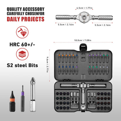 66 in1 Multifunction Ratchet Screwdriver Set, Multi Magnetic Bits, Mini Repair Tool Kit Household, Tool for PC Desk
