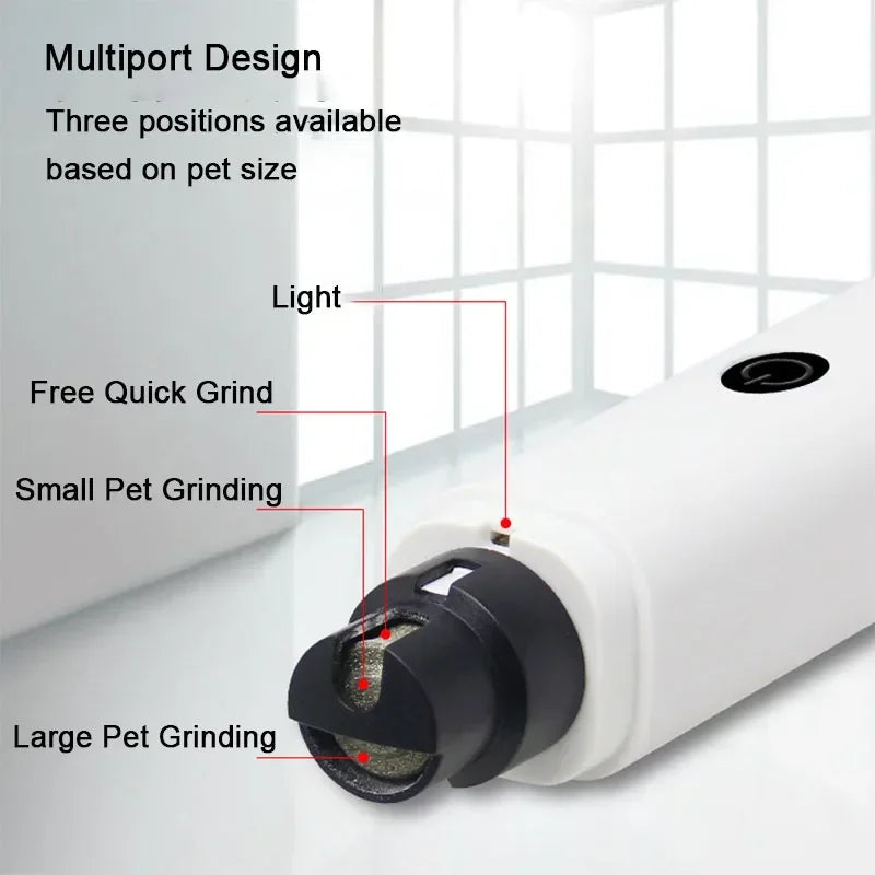 Electric Dog Nail Grinder with LED Light, Rechargeable USB Pet Nail Clipper for Quiet, Safe Trimming of Dog & Cat Paws