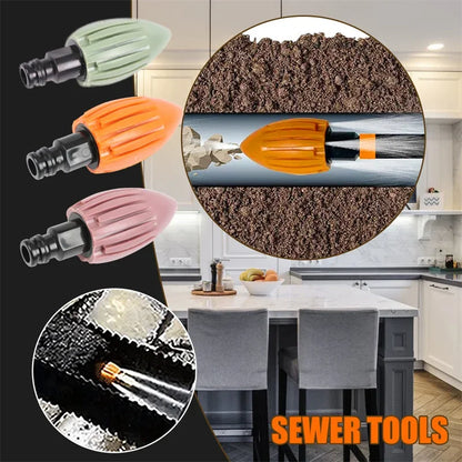 Home Sewer Pressure Washer Nozzle, High-Power Roof Drainage Pipe Cleaner, Flusher Attachment for Garden Hose, Drain Pipe