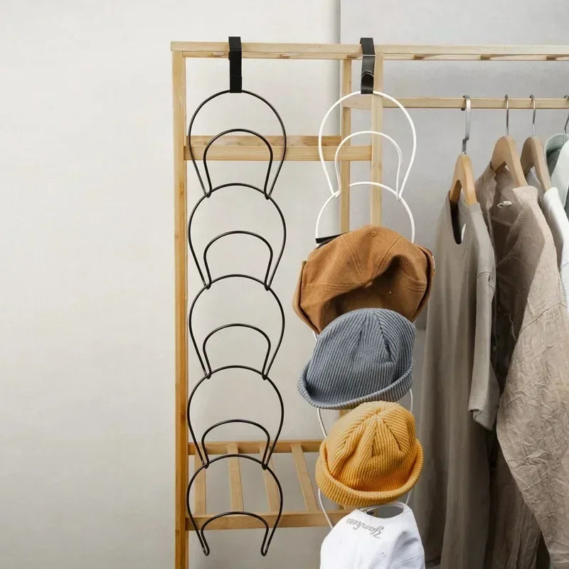 5-Hook Storage Rack Organizer, Space-Saving Hat, Scarf, Bag Hanger for Closet, Bedroom, or Door