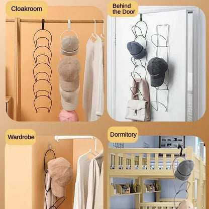 5-Hook Storage Rack Organizer, Space-Saving Hat, Scarf, Bag Hanger for Closet, Bedroom, or Door