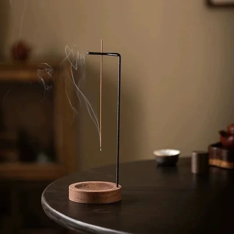 Creative Upside Down Incense Burner Wooden Round Incense Stick Holder, Tray for Home, Yoga, and Bedroom Decoration Craft