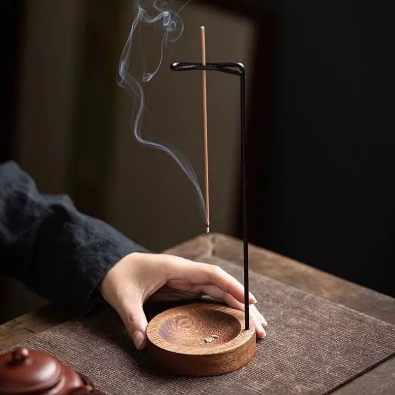 Creative Upside Down Incense Burner Wooden Round Incense Stick Holder, Tray for Home, Yoga, and Bedroom Decoration Craft