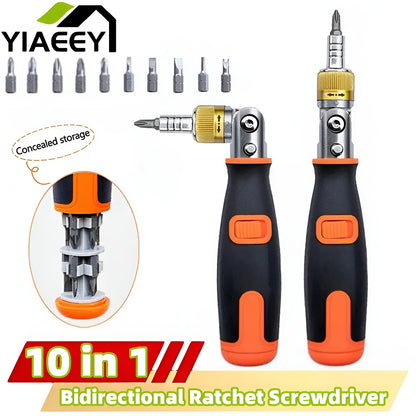10 In 1 Multi Angle Ratchet Screwdriver Portable Adjustable Repair Tools Hidden Bit Magazine Bidire 1
