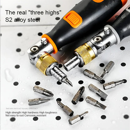 10 In 1 Multi Angle Ratchet Screwdriver Portable Adjustable Repair Tools Hidden Bit Magazine Bidire 2