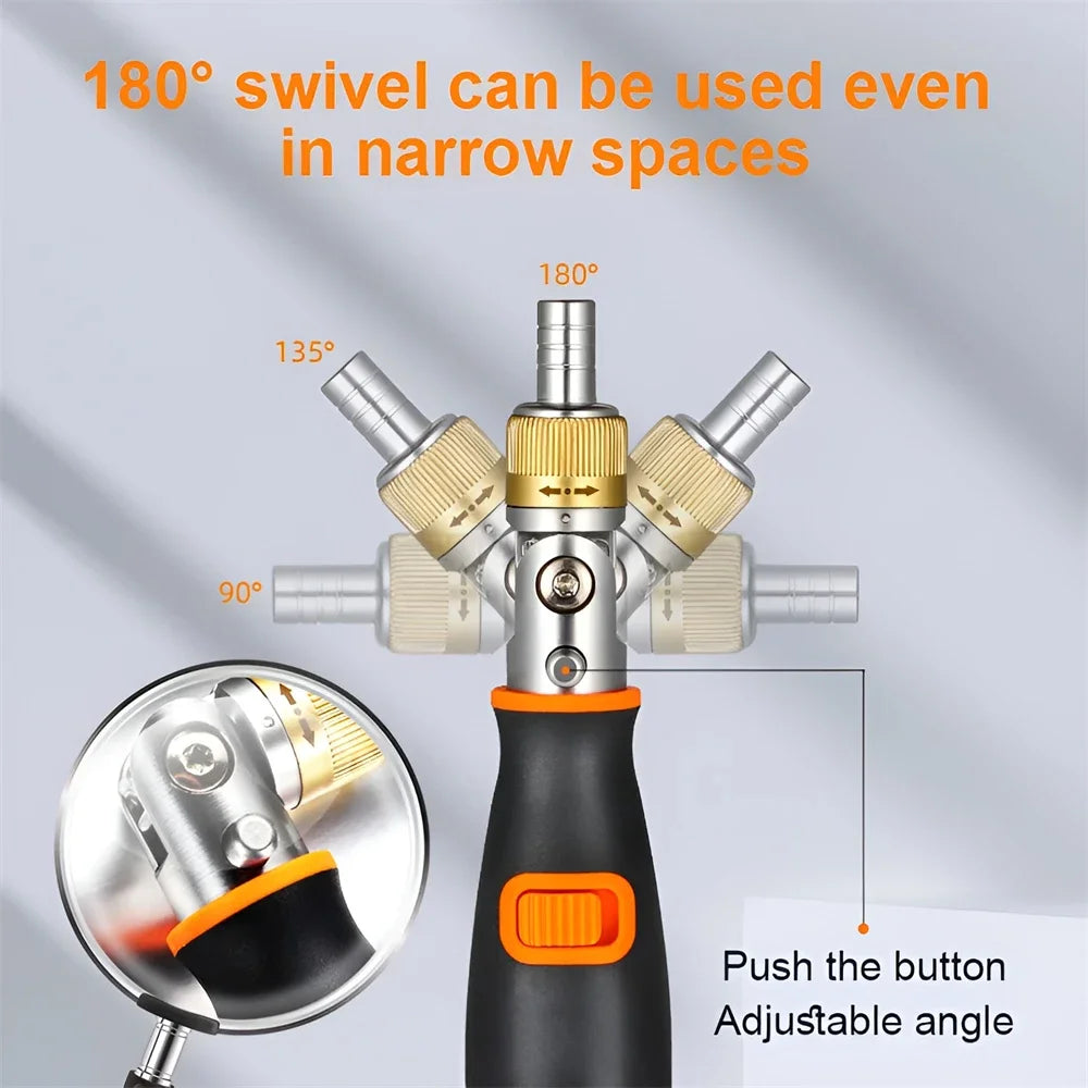 10 In 1 Multi Angle Ratchet Screwdriver Portable Adjustable Repair Tools Hidden Bit Magazine Bidire 4