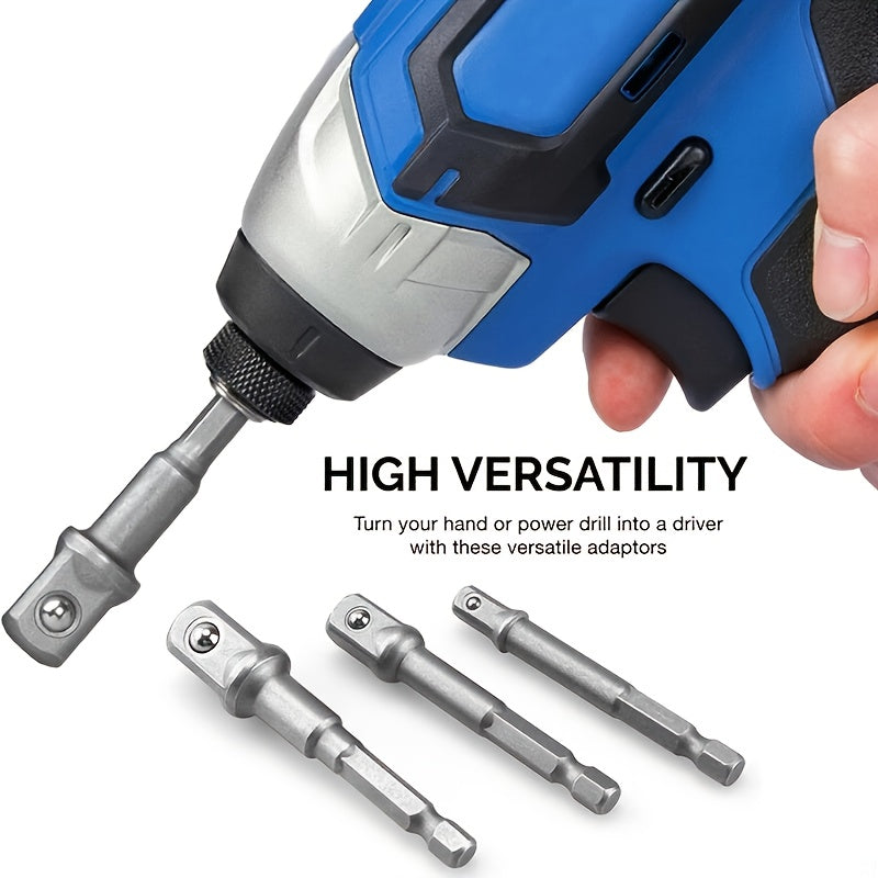 Drill Socket Adapter Set Hex Shank Extension For Impact Driver Square Head Drill Bit Durable Hand T 3