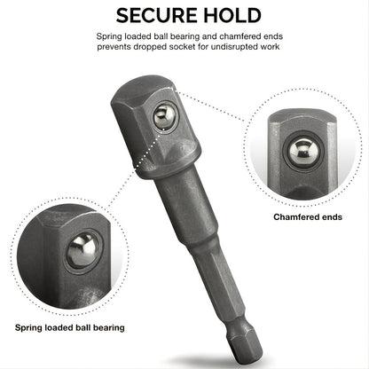 Drill Socket Adapter Set Hex Shank Extension For Impact Driver Square Head Drill Bit Durable Hand T 4