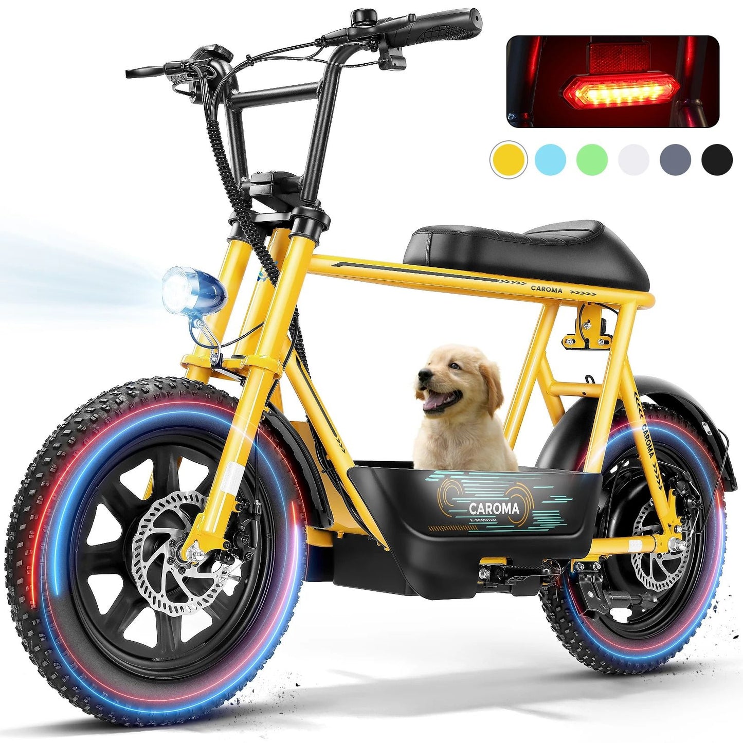 Electric Scooter With Seat For Adults 16 Inch Fat Tire All Terrain Commuter Ebike With Basket 9