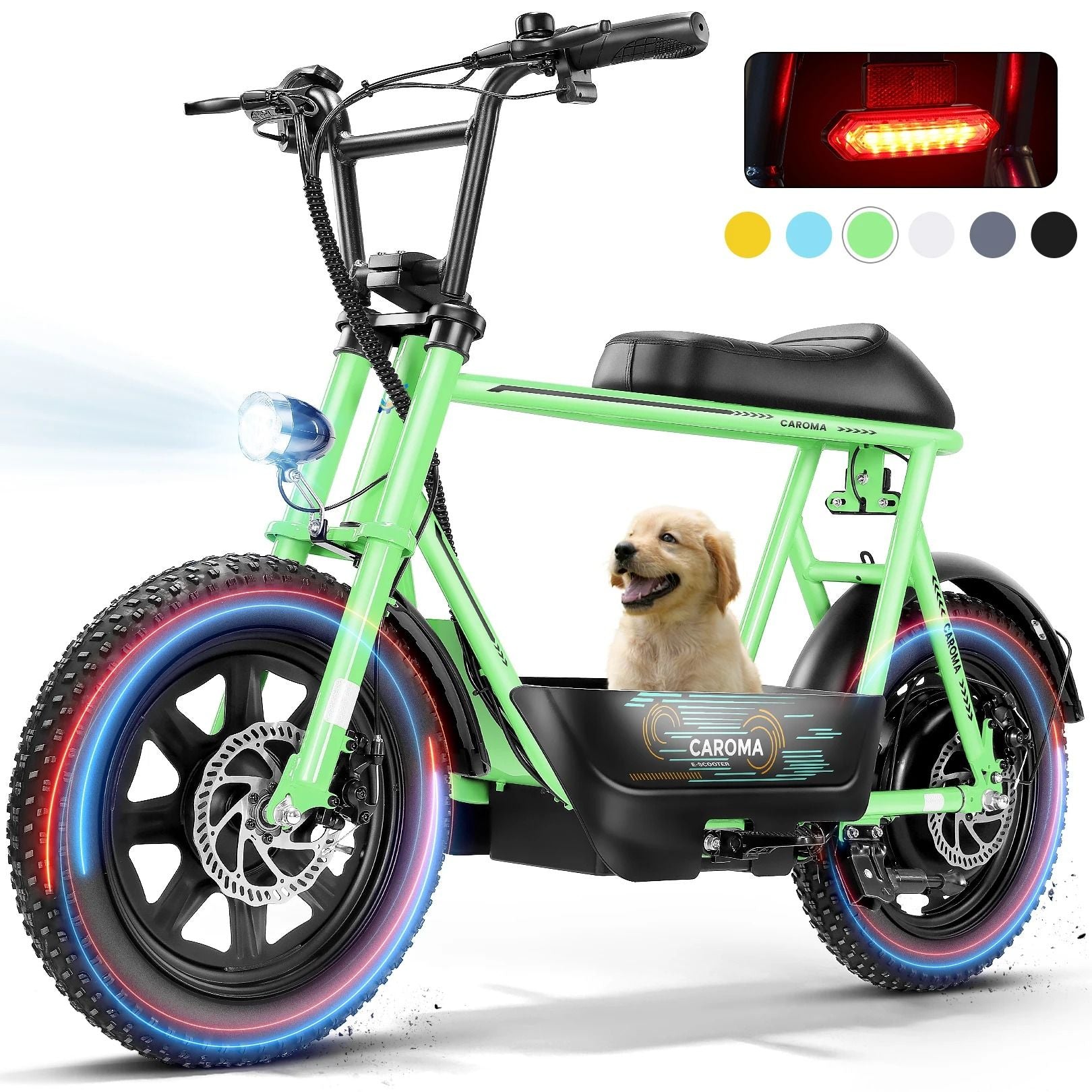 Electric Scooter With Seat For Adults 16 Inch Fat Tire All Terrain Commuter Ebike With Basket 11
