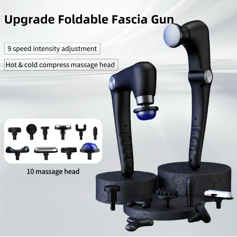 Deep Tissue Foldable Massage Gun with Heat & Cold Therapy, Adjustable Angle Portable Percussion Massager for Neck, Back