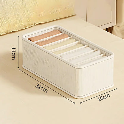 Closet Storage Box with Dividers, Fabric Drawer Organizers for Underwear Socks Bras, Foldable Wardrobe Shelf Organizer
