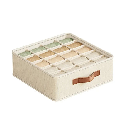 Closet Storage Box with Dividers, Fabric Drawer Organizers for Underwear Socks Bras, Foldable Wardrobe Shelf Organizer