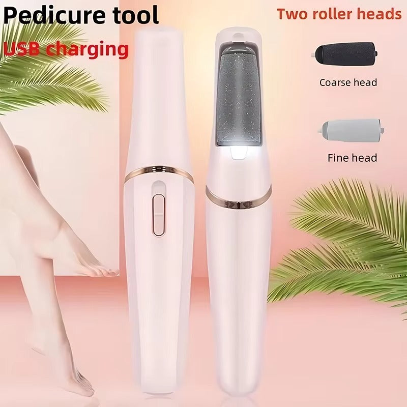 NEW USB Electric Dead Skin Pedicure Tool, Rechargeable Automatic Foot Grinder, Callus Remover with 2 Roller Heads
