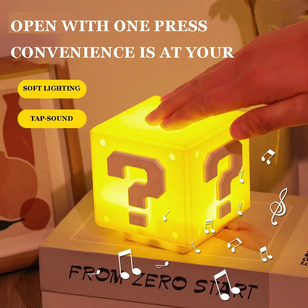 USB Rechargeable LED Question Mark Night Light with Music Anime Peripheral Bedside Lamp for Kids Room Gift