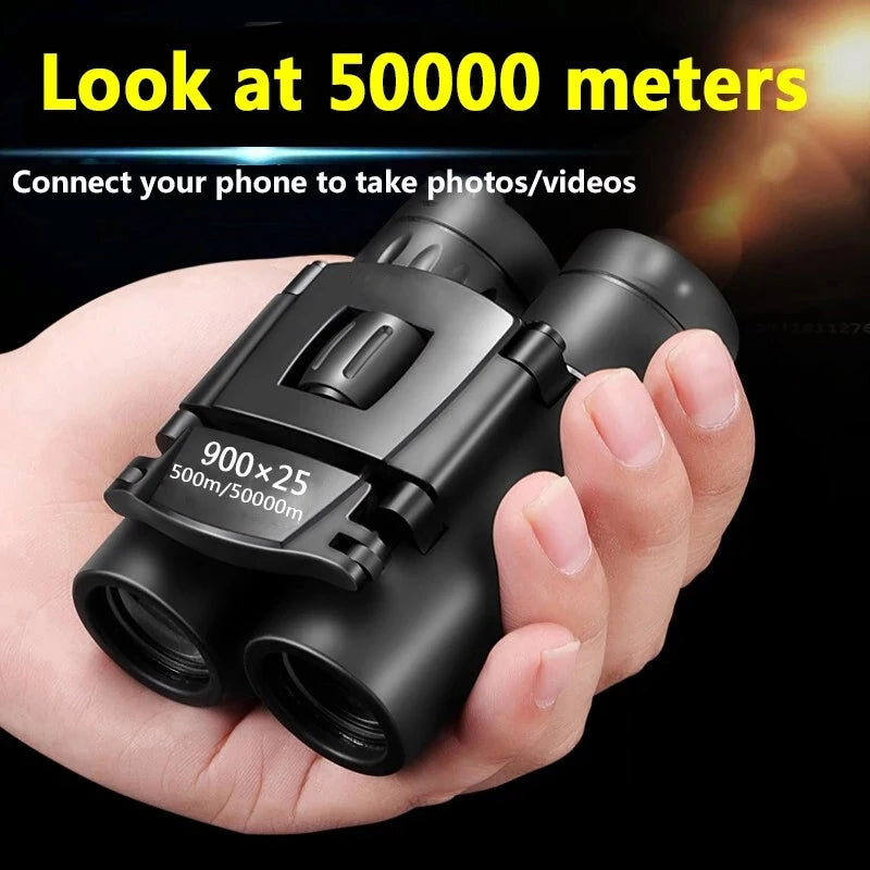 HD Zoom Portable Powerful Binoculars Long Range BAK4 Telescope Jumelles Folding Low Light Binoculars for Hunting,