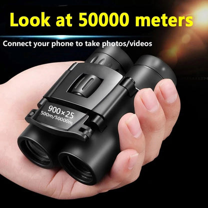 HD Zoom Portable Powerful Binoculars Long Range BAK4 Telescope Jumelles Folding Low Light Binoculars for Hunting,