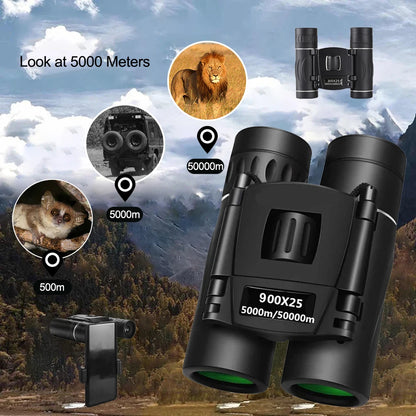 HD Zoom Portable Powerful Binoculars Long Range BAK4 Telescope Jumelles Folding Low Light Binoculars for Hunting,