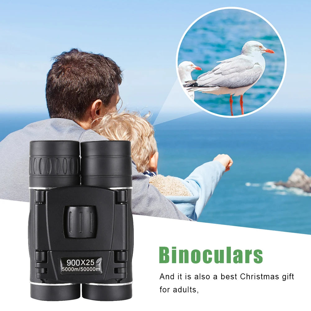 HD Zoom Portable Powerful Binoculars Long Range BAK4 Telescope Jumelles Folding Low Light Binoculars for Hunting,