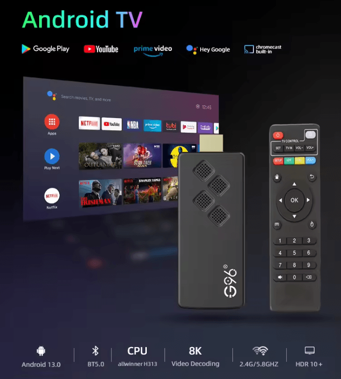 G96 8K Android TV Stick Portable Streaming Media Dongle 1