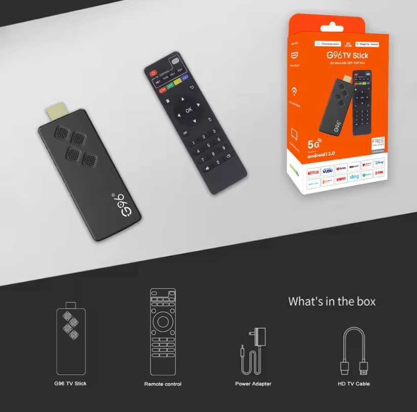 G96 8K Android TV Stick Portable Streaming Media Dongle 2
