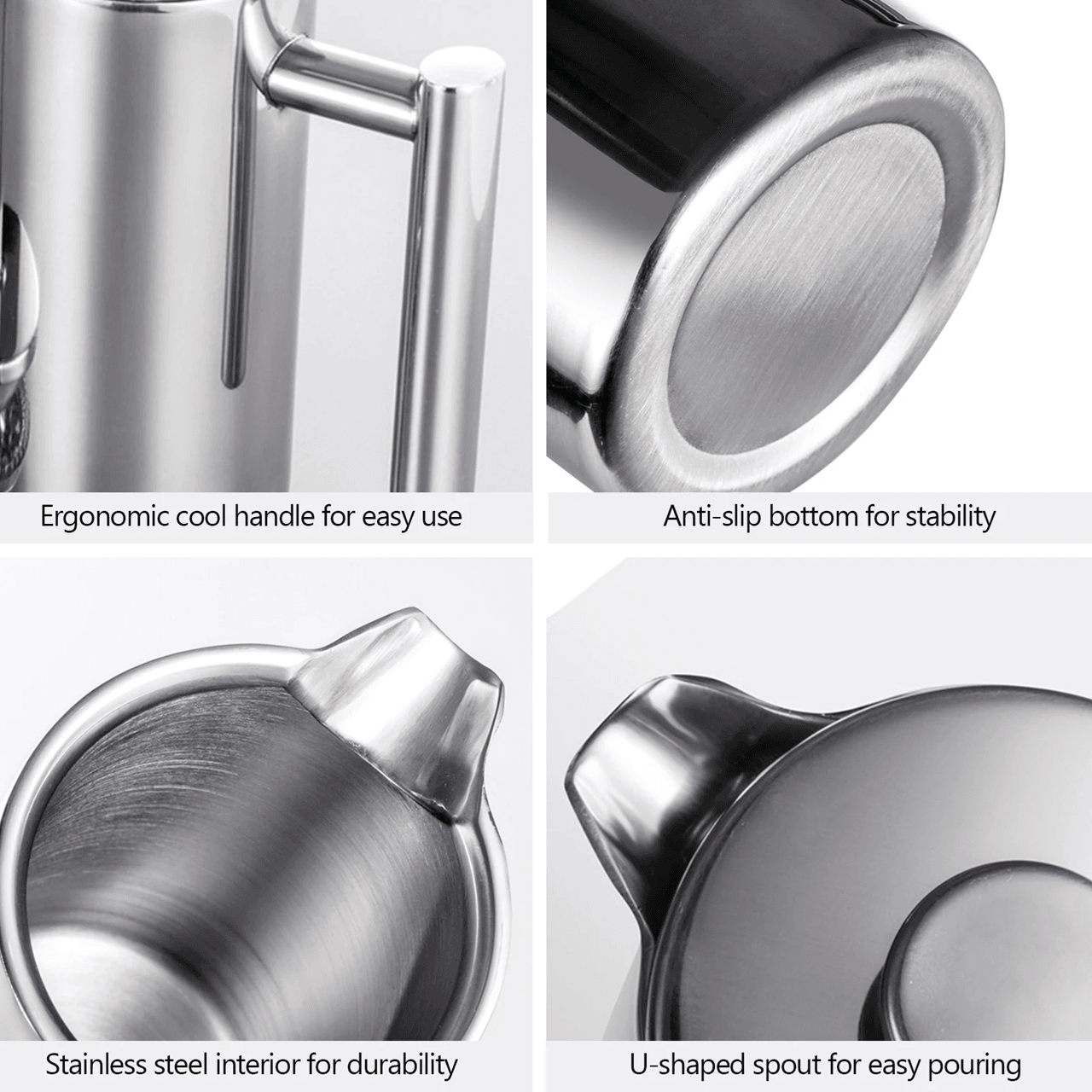 Brew Master Double Wall Stainless Steel French Press Coffee Maker 2