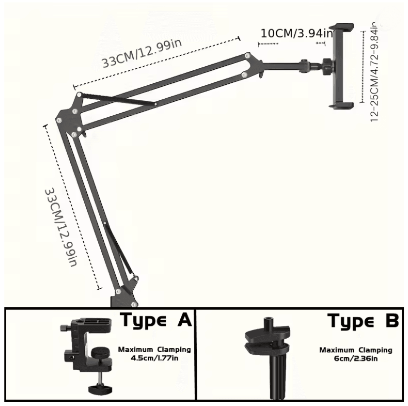 FlexiArm Adjustable Tablet Holder With Rotatable Long Arm Clamp 2