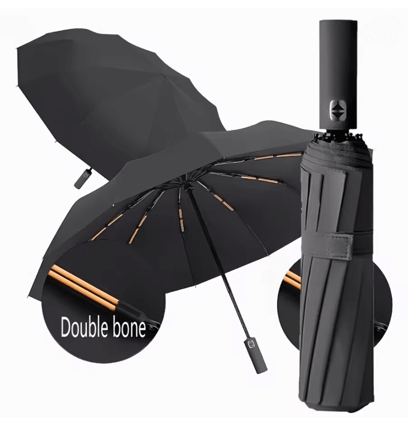 Automatic Windproof Folding Umbrella with UV Protection and Durable Frame