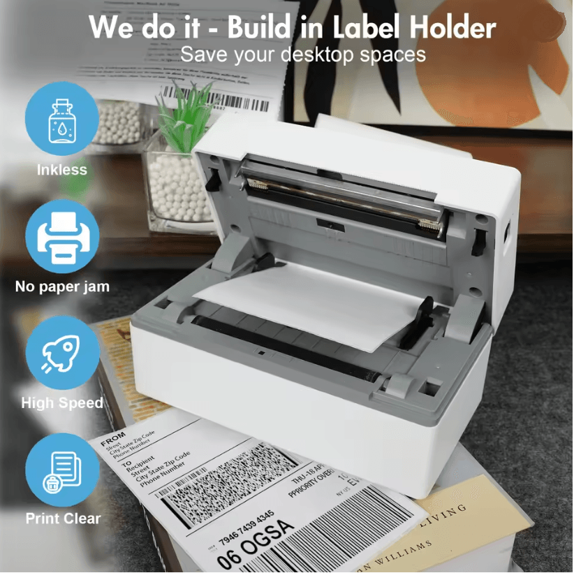 Portable Thermal Label Printer 300DPI Wireless Bluetooth USB For Small Business 2
