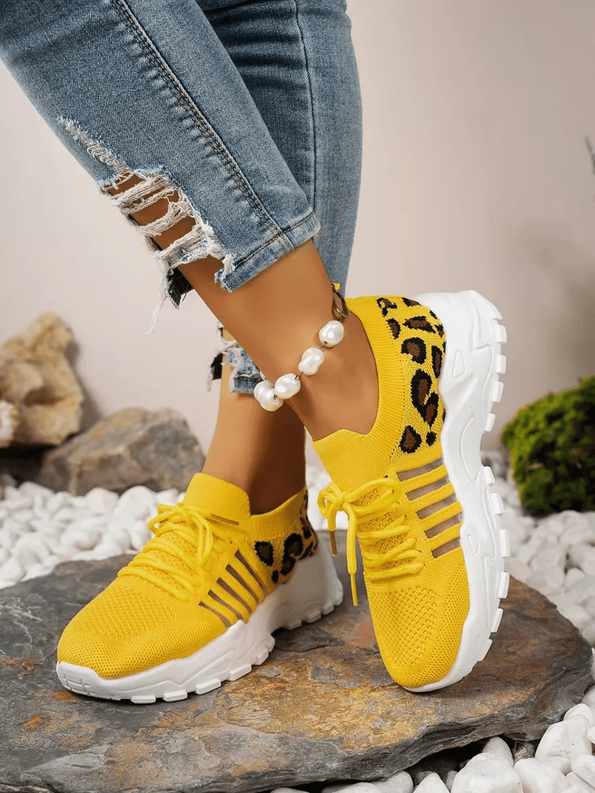 Leopard Print Womens Sneakers Lightweight Breathable Casual Shoes 1