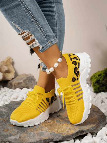 Leopard Print Womens Sneakers Lightweight Breathable Casual Shoes 1