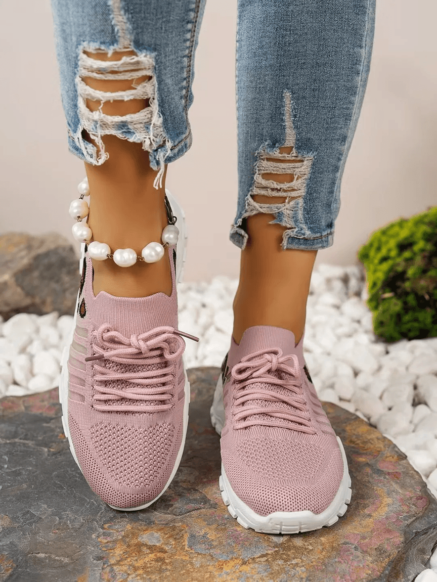 Leopard Print Womens Sneakers Lightweight Breathable Casual Shoes 2