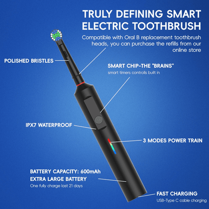 Rechargeable Electric Toothbrush With Rotating Brush Head Compatible With Oral B 1